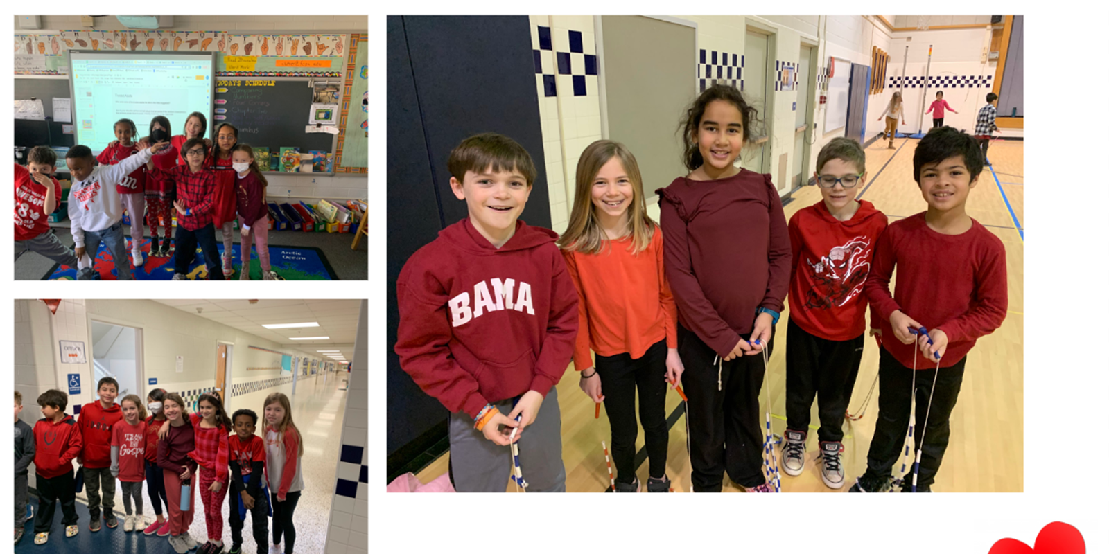 Students wearing red for National Wear Red Day. 