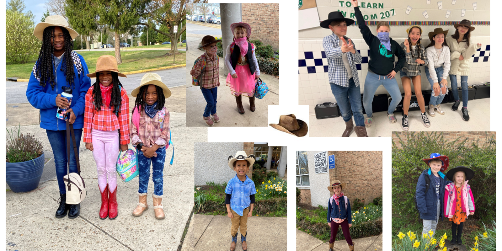Students in western outfits. 